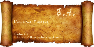 Balika Appia névjegykártya
